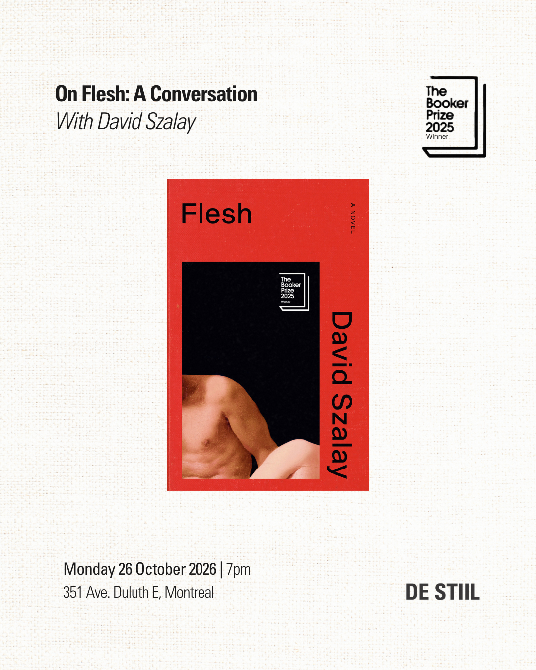 (COMPLETE) FLESH BOOKER PRIZE WINNER 2025 AT DE STIIL